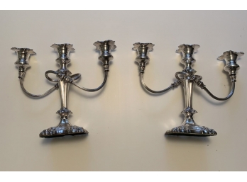 SILVER PLATE CANDLEABRAS. CORONET.