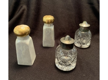 LOT OF SALT AND PEPPER SHAKERS (4). GLASS,