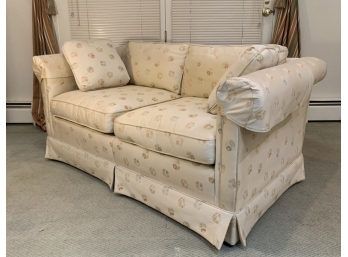 HARDEN FURNITURE, TAN UPHOLSTERED COUCH WITH