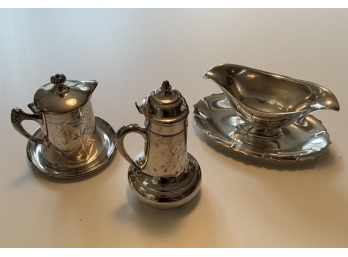 LOT OF 3 SILVER PLATE WARE.