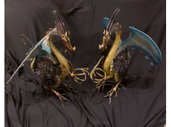 DECORATIVE METAL DRAGON/ CANDLE HOLDERS