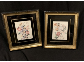 DECORATIVE PRINTS OF FLOWERS WITH BLACK AND GOLD