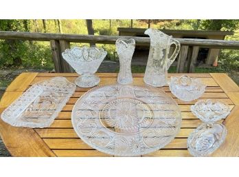 GROUPING OF VINTAGE CUT GLASS PIECES