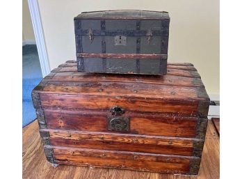 (2) ANTIQUE DOME TOP TRUNKS