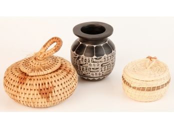 CENTRAL and SOUTH AMERICAN BASKETS & VASE