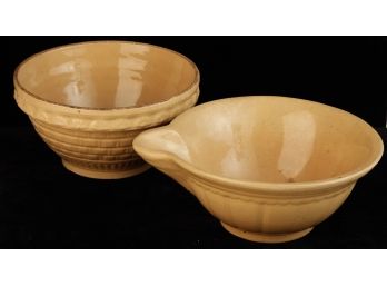 YELLOWWARE BATTER BOWL and a SECOND