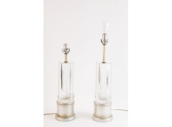 PAIR of MODERNIST CRYSTAL / LUCITE? TABLE LAMPS