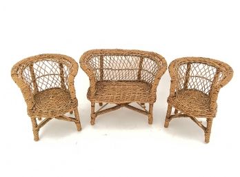 (3) PIECES OF WICKER DOLL FURNITURE