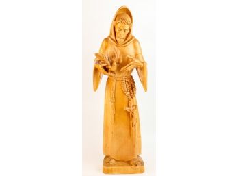 LARGE CARVED STATUETTE of ST FRANCIS of ASSISI