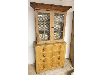 FAUX-GRAINED DRESSER with BOOKCASE