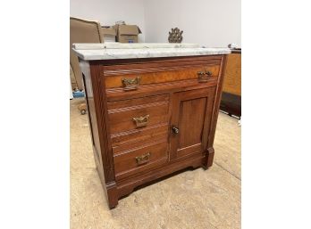 VICTORIAN WALNUT MARBLE TOP COMMODE