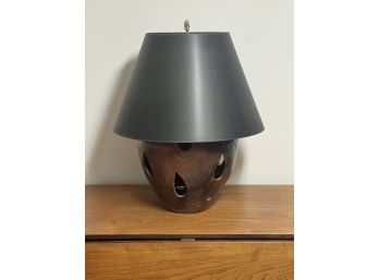 VERY LARGE GLAZED EARTHENWARE TABLE LAMP