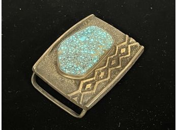 NAVAJO BUCKLE set with SPIDER WEB TURQUOISE