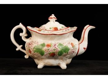CREAMWARE TEAPOT DECORATED with STRAWBERRIES