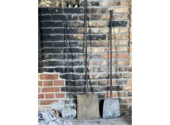 (3) EARLY WROUGHT IRON FIREPLACE PEELS
