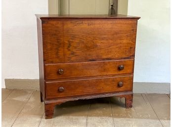 (19th C) TWO DRAWER PINE BLANKET CHEST