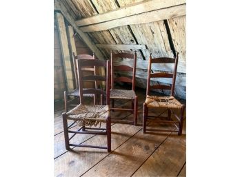 Four (19th C) LADDERBACK SIDE CHAIRS
