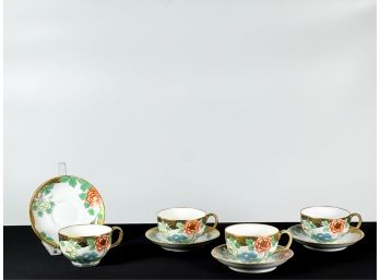 (4) NIPPON HAND PAINTED CUPS & SAUCERS