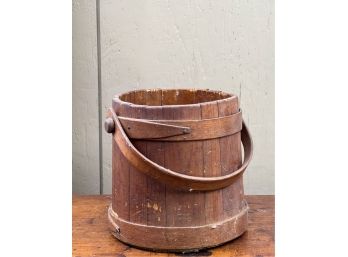 (19th C) LAP JOINT PINE FIRKIN With SWING HANDLE