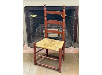 (19th C) LADDERBACK SIDE CHAIR With RUSH SEAT