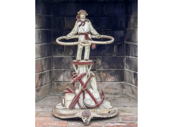 PAINTED CAST IRON 'FRENCH SAILOR' UMBRELLA STAND