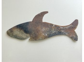 FOLK ART PUNCHED TIN SHARK WALL HANGING