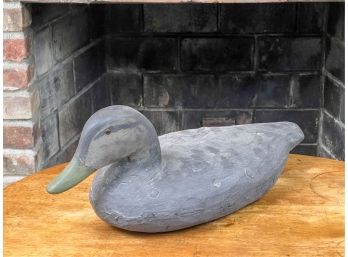 SIGNED CARVED & PAINTED BLACK DUCK DECOY
