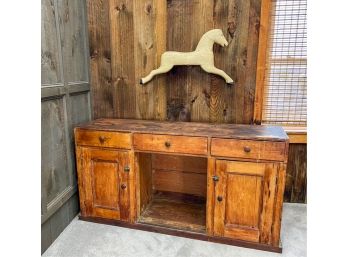 (19th C) DOVETAILED COUNTRY PINE SIDEBOARD