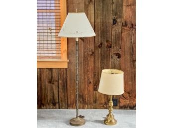 (2) BRASS LAMPS: FLOOR & TABLE