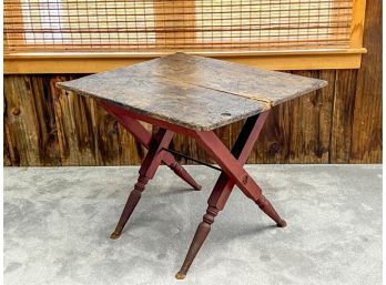 PRIMITIVE FOLDING TABLE ON RED PAINTED LEGS
