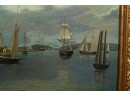 IMPRESSIVE OVER-MANTLE PAINTING Of GLOUCESTER HARBOR