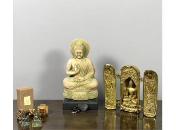 GROUPING (5) BUDDHA RELATED OBJECTS