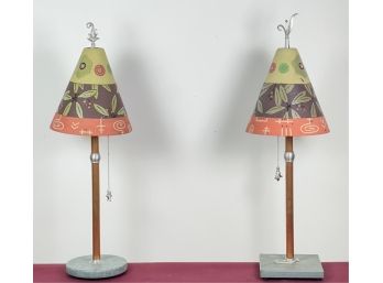 (2) SIMILAR JANNA UGONE LAMPS w MATCHING SHADES