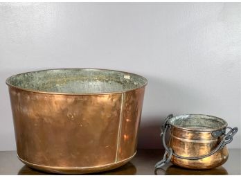 LARGE COPPER BUCKET & (1) SMALLER EXAMPLE