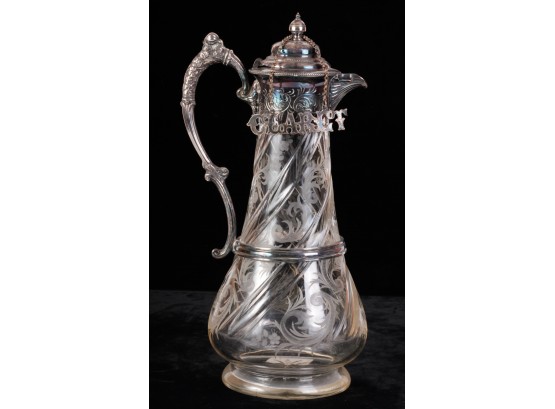 FRENCH CUT GLASS EWER With CLARET TAG
