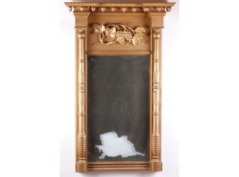 (19th c) HALL MIRROR with GRAPE-CARVED TABLET