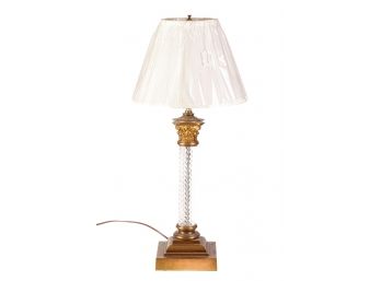 COLUMNAL-FORM FACETED CRYSTAL TABLE LAMP