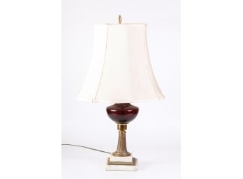 CRANBERRY GLASS TABLE LAMP with BRASS STYLE