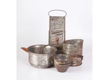 TIN KITCHENWARE including SIFTERS and MANDOLINE