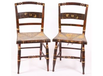 PAIR OF TOLE DECORATED HITCHCOCK SIDE CHAIRS