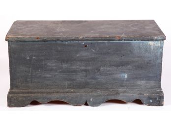 (Early 19th c) PINE CHEST in BLUE PAINT