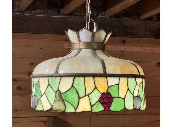 LEADED GLASS CEILING FIXTURE with RAISED FRUIT