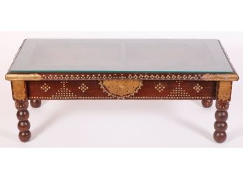 FAR EAST INDIAN COFFEE TABLE with BRASS MOUNTS