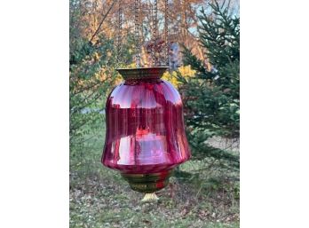 VICTORIAN CRANBERRY GLASS HANGING HALL LAMP