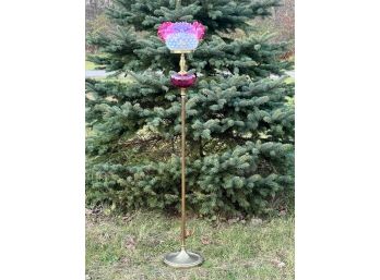 ELECTRIFIED BRASS FLOOR LAMP with OPALESCENT SHADE