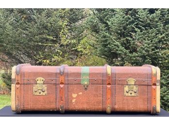 HANS LOCHER CO. WOOD STRAPPED TRUNK