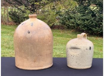 (2) STONEWARE JUGS with TURKEY DROPPINGS