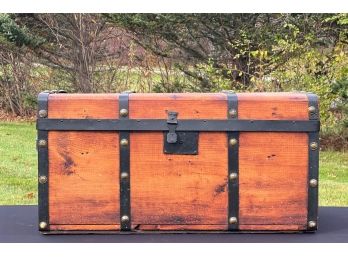 EARLY BRASS & IRON BOUND STAGECOACH TRUNK