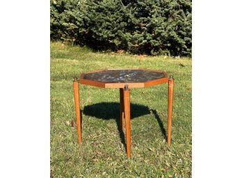 MID CENTURY SIDE TABLE with ACID TREATED TOP