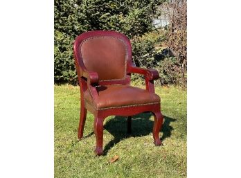 LEATHER UPHOLSTERED MAHOGANY ARMCHAIR